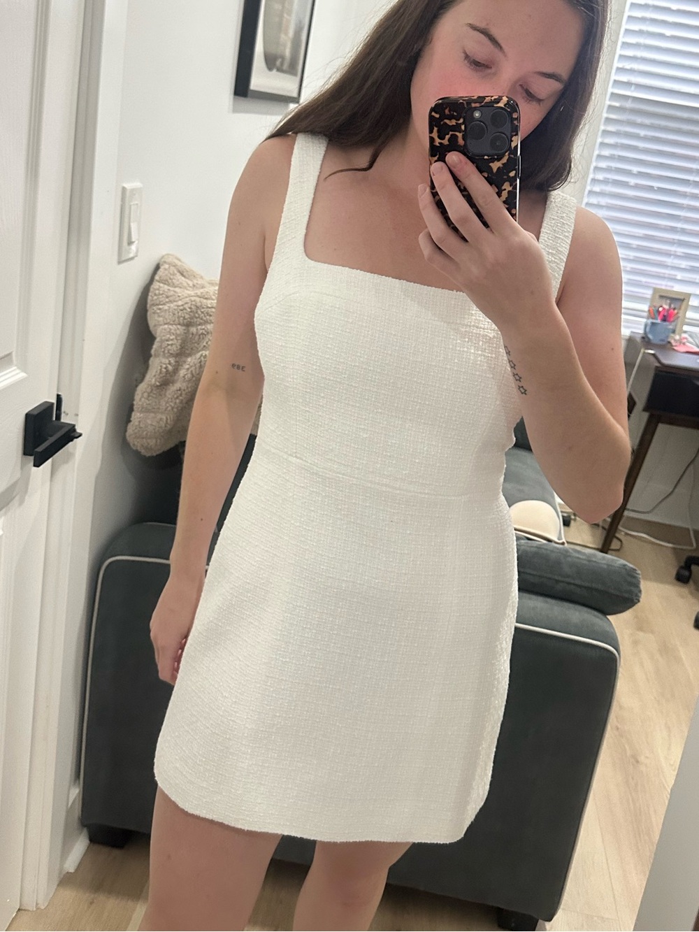 Aritzia White Tweed Mini Dress